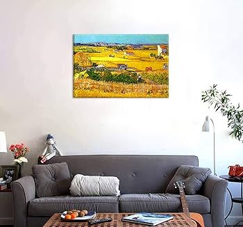 Amazon.co.jp: ゴッホ 【クロー平野の収穫】 レプリカキャンバス