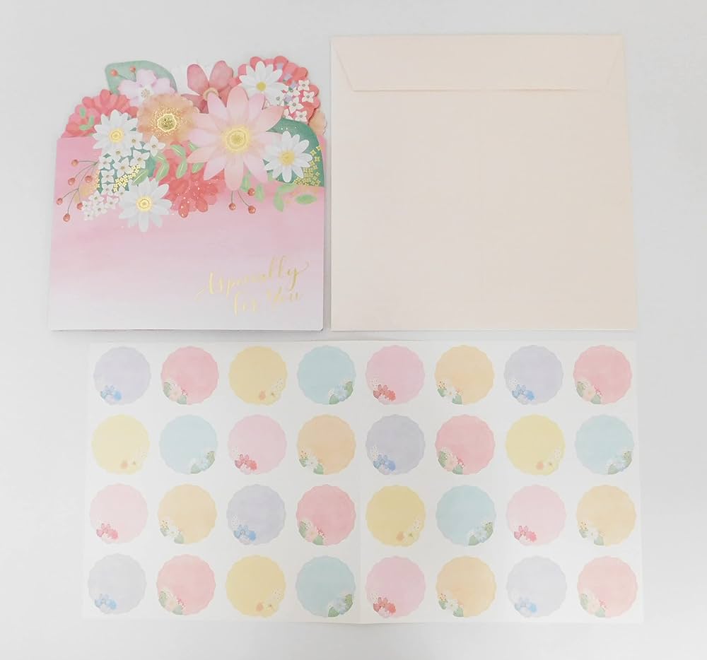 Amazon | ゼットアンドケイ フラワー三つ折り色紙 メッセージシール32