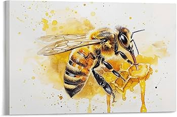 Amazon.co.jp: 絵画 蜂蜜の上に蜂 アートパネル ポスター 超リアルな