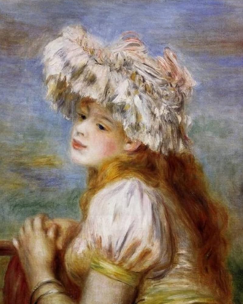 Amazon | 番号による絵画ピエールオーギュストルノワール帽子をかぶっ