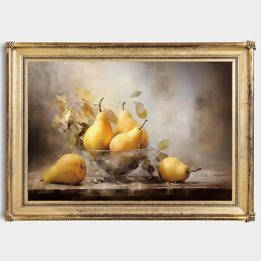 Amazon.co.jp: ヴィンテージ梨絵イエローフルーツポスタープリント