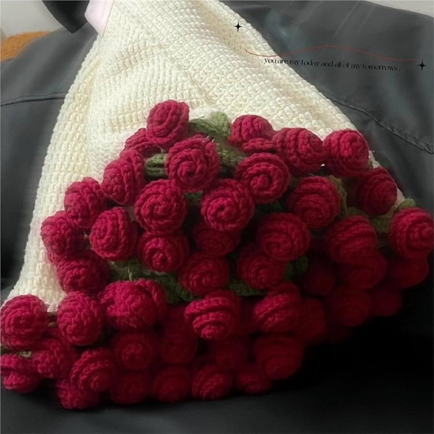 Amazon｜31.5/43.3インチのブーケブランケット、完成品かぎ針編みの花