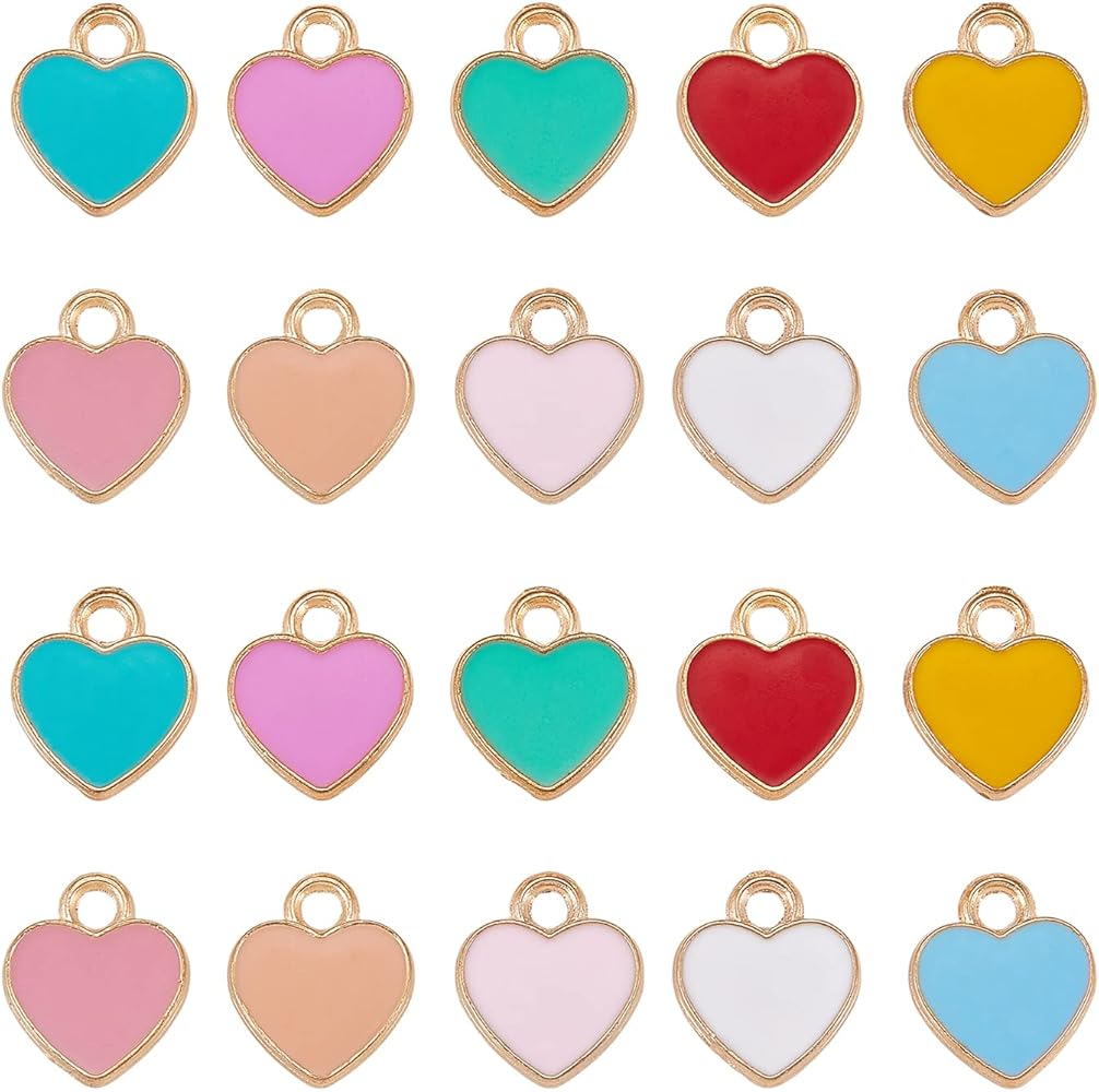Amazon.co.jp: KitBeads 100個 ランダム ラブハートチャーム エナメル