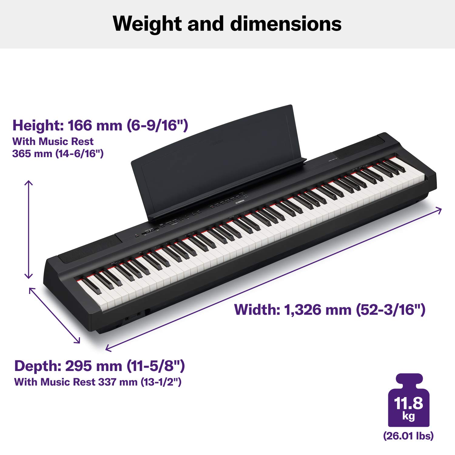 Amazon.com: YAMAHA P125 88-Key Weighted Action Digital Piano with