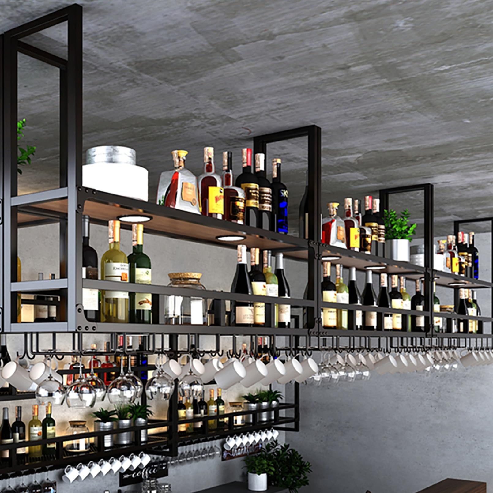 Amazon｜ワイングラスラック、吊り下げ式ワイングラスホルダー、鉄製