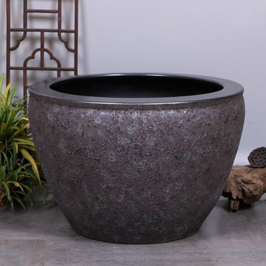 Amazon.co.jp: 鉢 陶器 大型 深い 睡蓮鉢 底穴無し 水耕栽培鉢 浅鉢