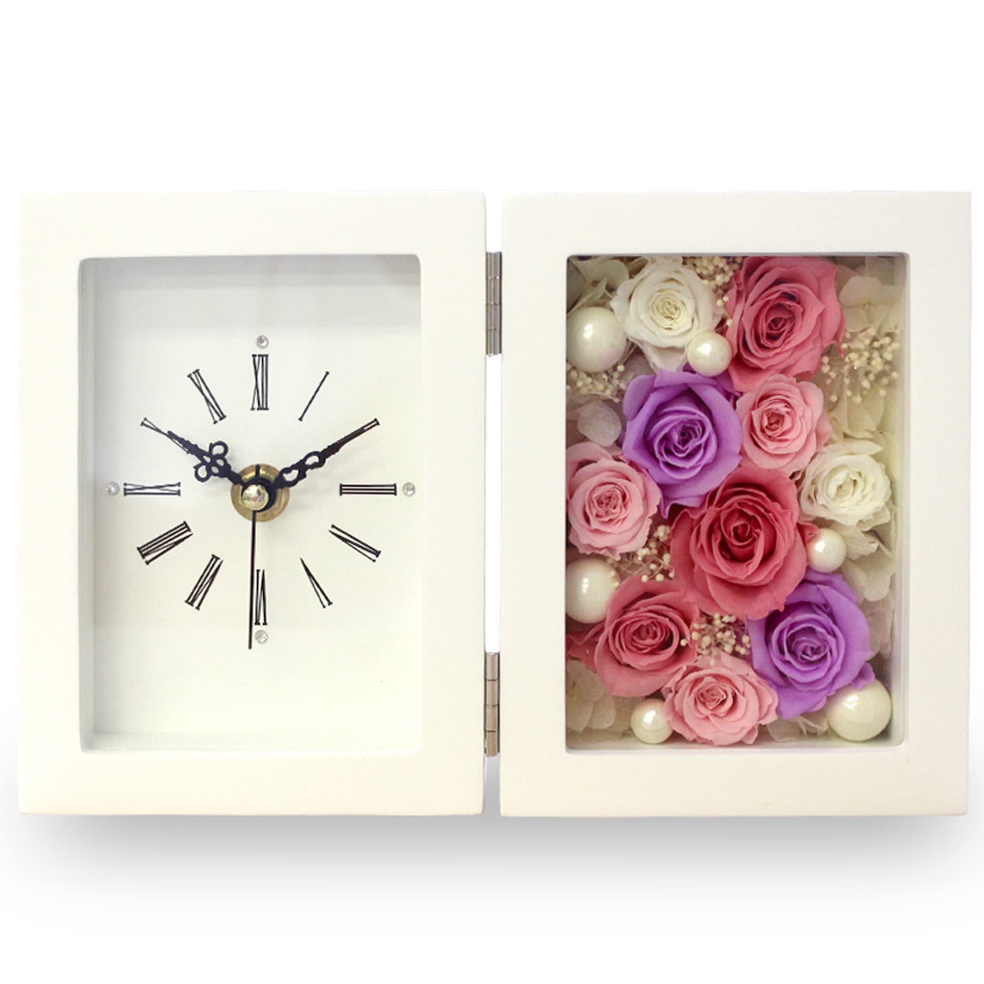 Amazon.co.jp: IPFA プリザーブドフラワー 置き時計 バラの置き時計