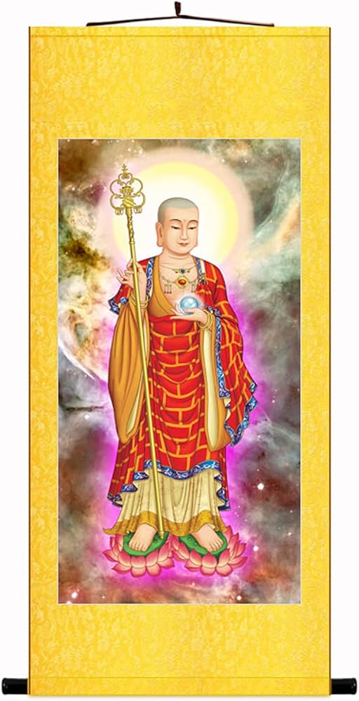 Amazon.co.jp: 掛け軸／掛軸『地蔵菩薩像 』開運風水画 オリジナル