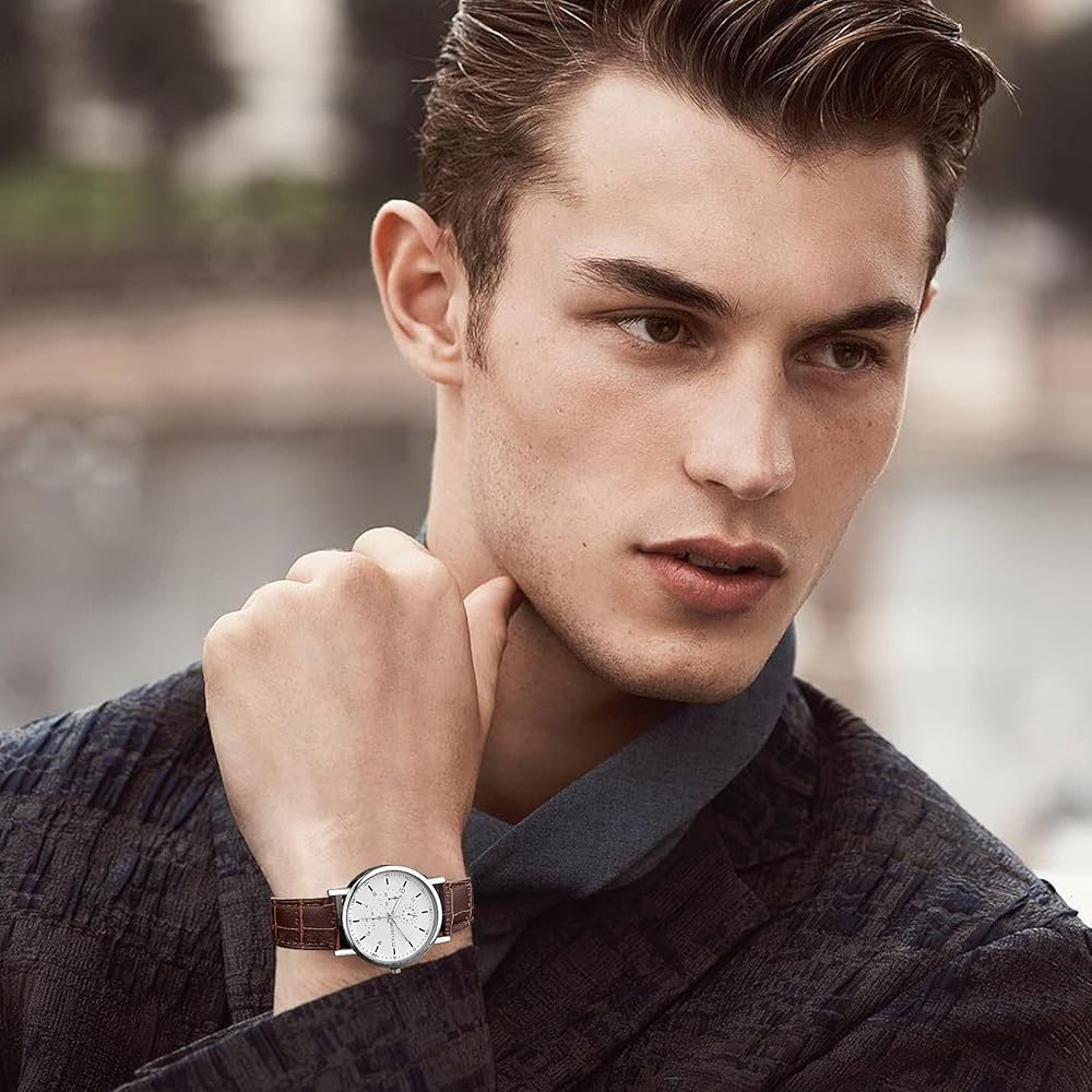 Amazon.co.jp: [Regoss] 腕時計 メンズ 超薄型 腕時計 ホワイト