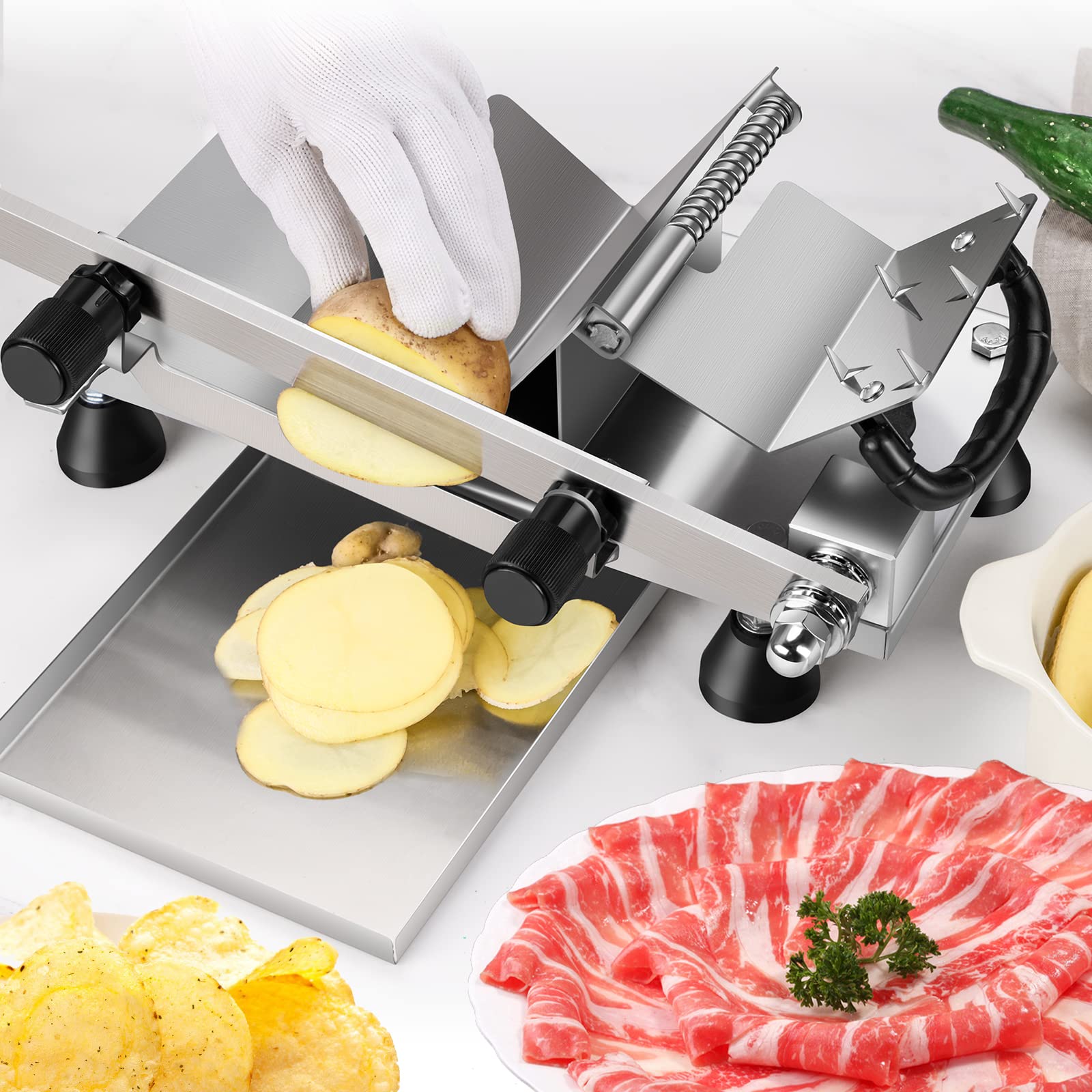 Amazon | Spolehli ミートスライサー 手動スライサー 0.3-25mm 薄切り