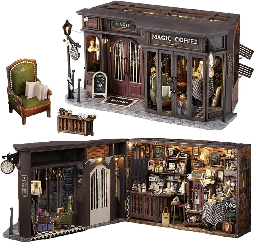 Amazon | Cjeuxnr ミニチュアヴィンテージマジックコーヒーショップ