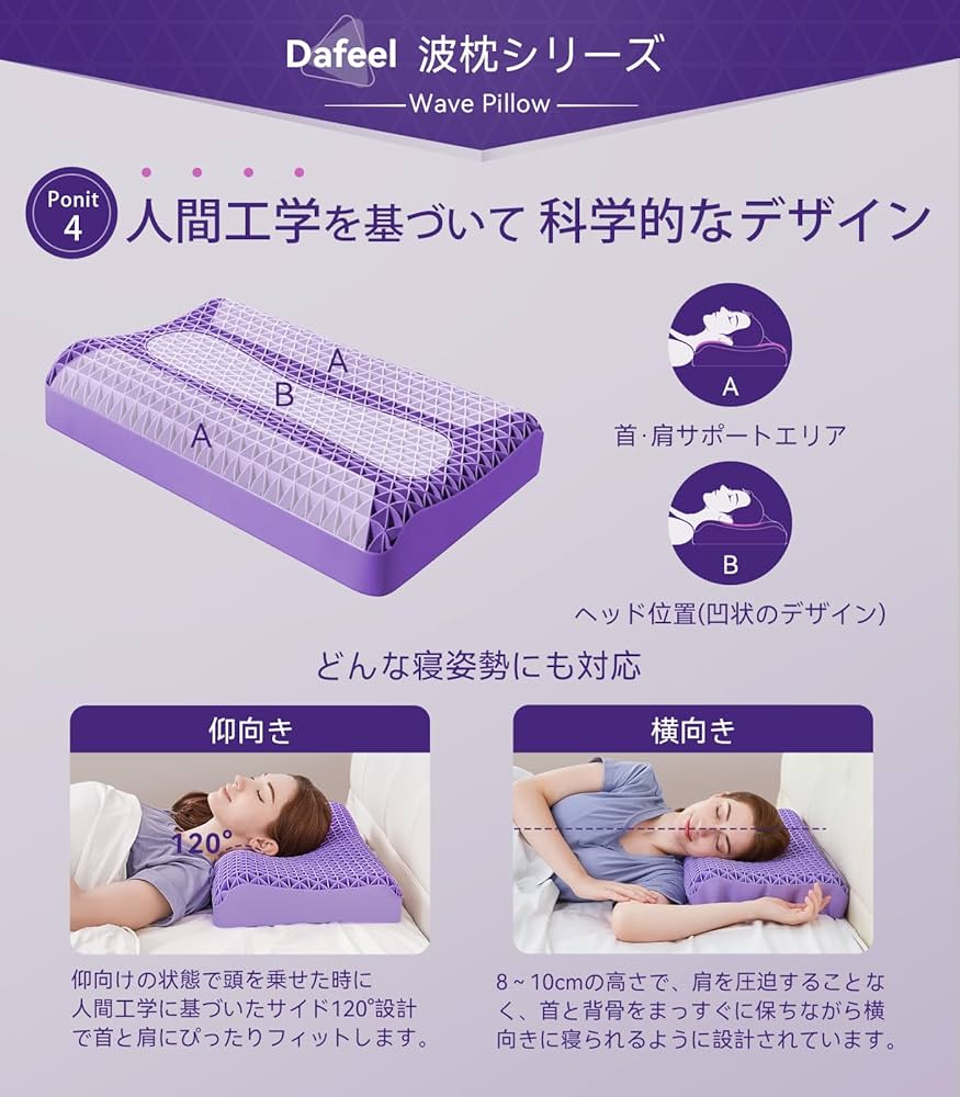 Amazon｜Dafeel 枕 まくら 首が痛くならない 無重力ジェルピロー 低め