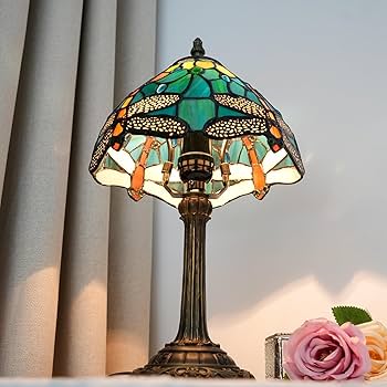 Amazon.co.jp: ティファニースタイルのステンドグラステーブルランプ