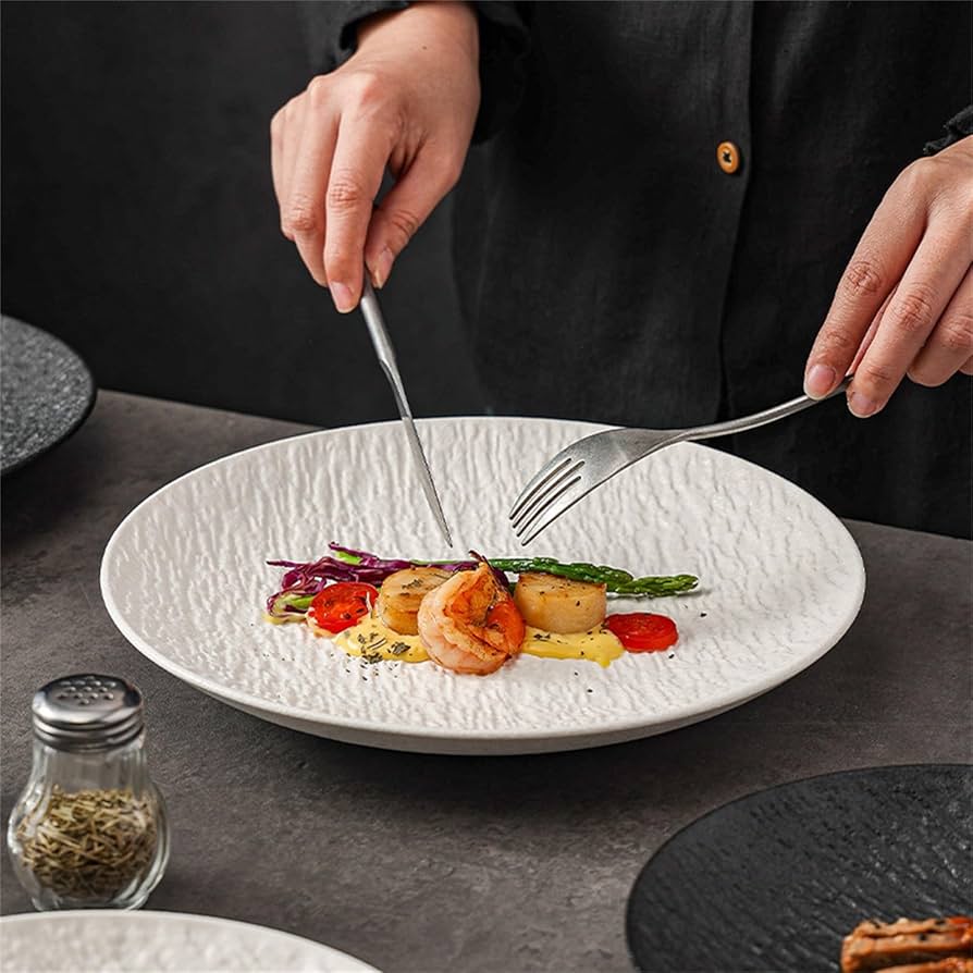 Amazon.co.jp: ディナープレート 日本の石のパターンの白黒の陶器の