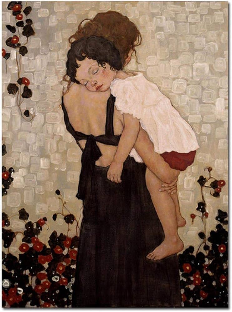 Amazon｜古典的な芸術家グスタフ・クリムト母親が子供を抱いている