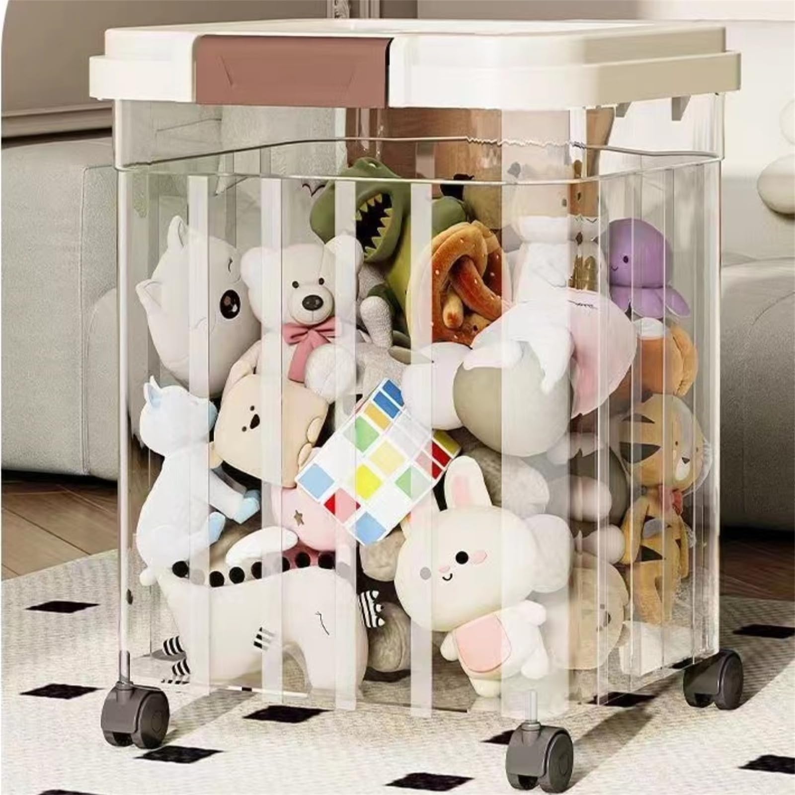 Amazon｜Warayumi 透明ぬいぐるみ収納 キャスター付き 足置き台