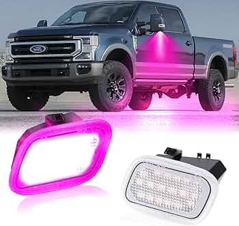 POPMOTORZ Pink Purple LED Side Mirror Puddle Lights Under Mirror