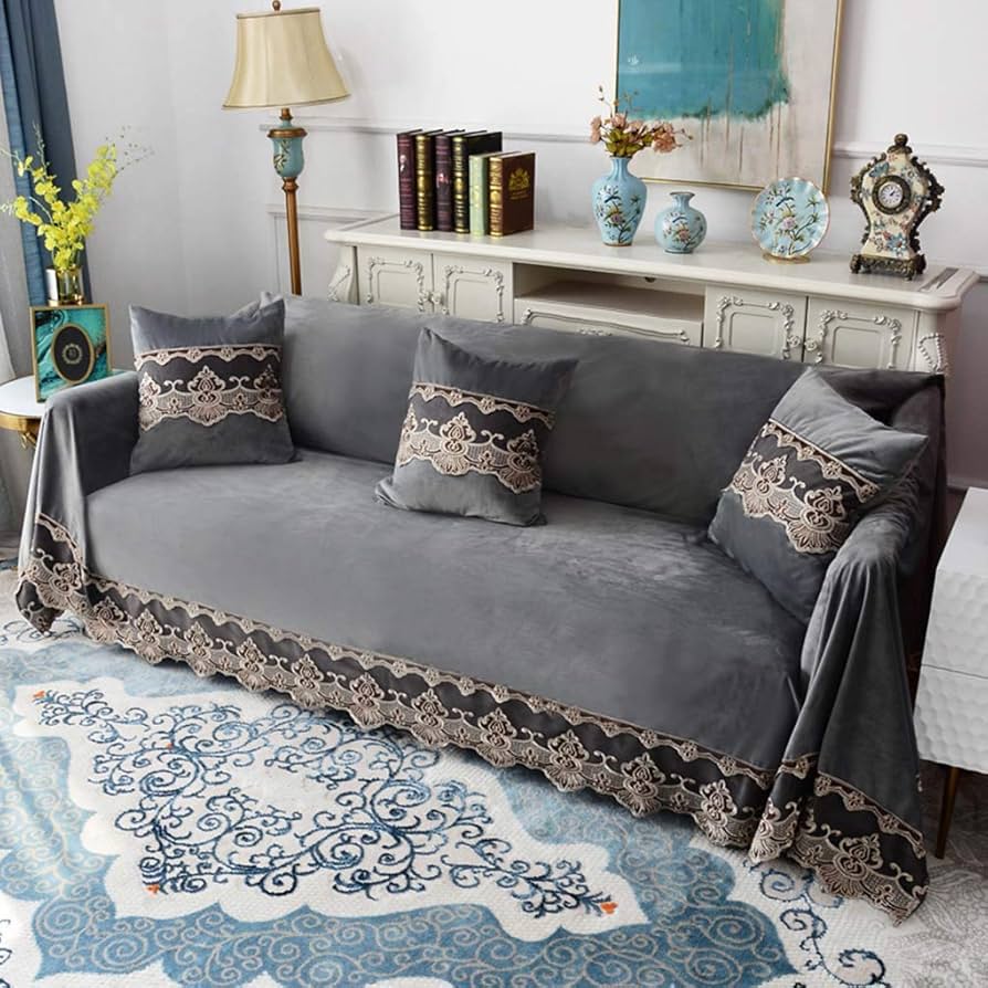 Amazon｜ソファーカバー 3人掛け 肘付き/肘なし グレー 200x300