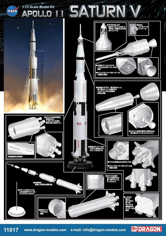 Amazon | プラッツ ドラゴン 1/72 人類月に立つ アポロ計画 サターンV