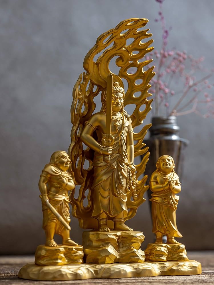 Amazon｜仏像 童子不動明王 16cm(金メッキ/24金) 仏師：牧田秀雲 原型