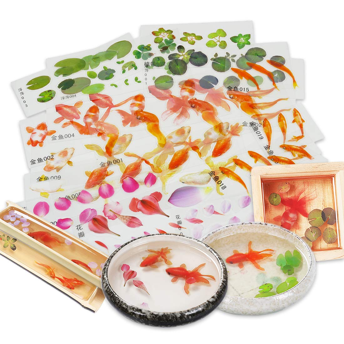 Amazon.co.jp: レジン 封入素材 フィルム シート 金魚イラスト 夏 和風
