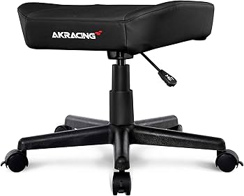 AKRacing Footstool with PU Leather, Height Adjustable with Wheels