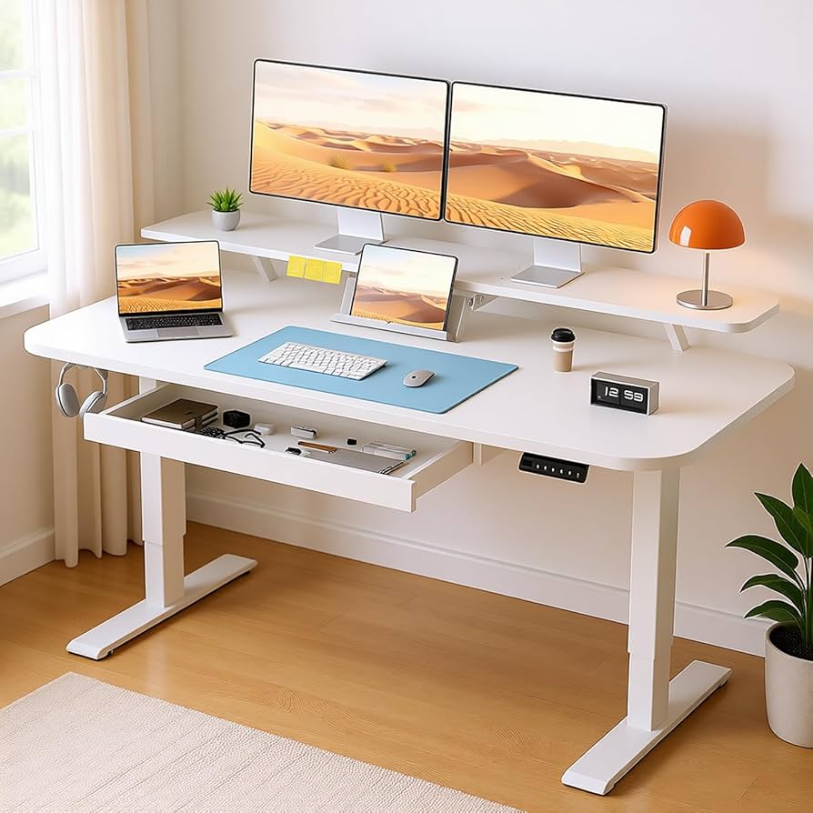Amazon.com: COMHOMA Electric Standing Desk with Drawers, 48 x 24