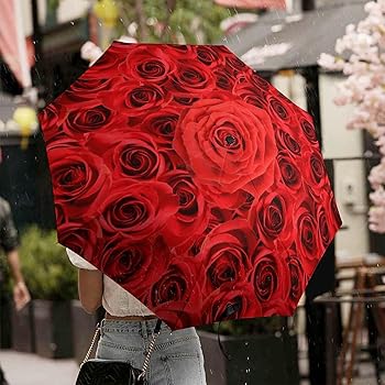 Amazon | 折りたたみ傘 赤いバラ 薔薇 花柄 日傘 折り畳み傘 メンズ