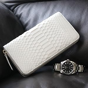 Amazon | ホワイト ダイヤモンドパイソン 長財布 財布 メンズ