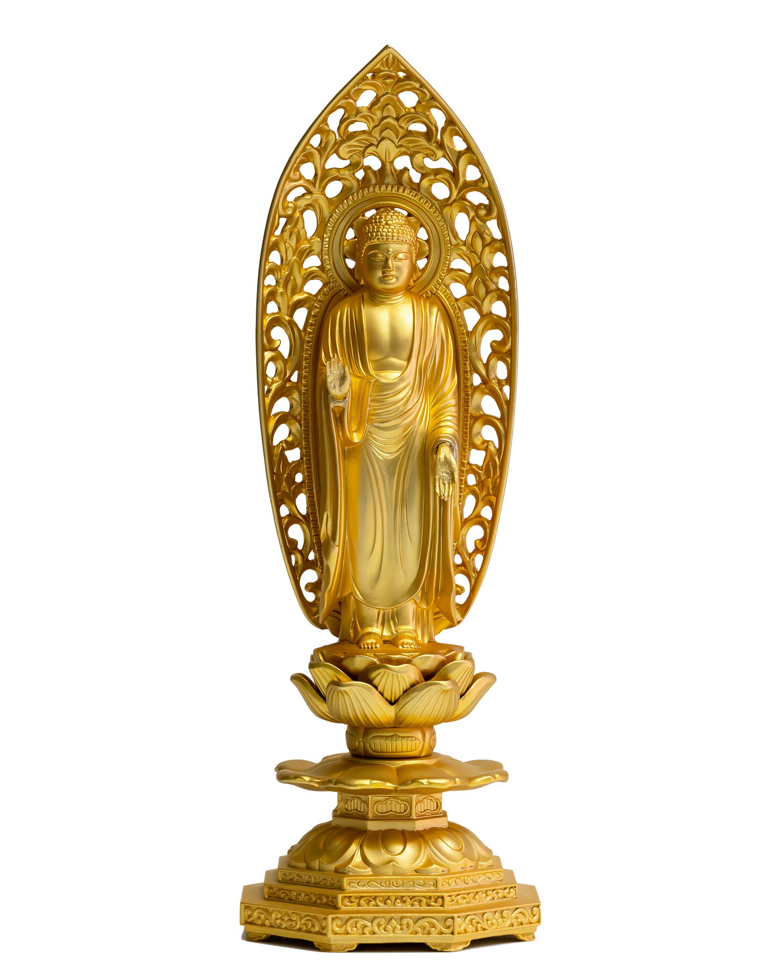 Amazon｜仏像 釈迦如来 19cm(金メッキ/24金) 仏師：牧田秀雲 原型＿