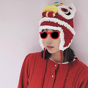 Amazon.co.jp: 伝統帽子 中華風 あったかかぎ針編み ポンポン付き 秋冬