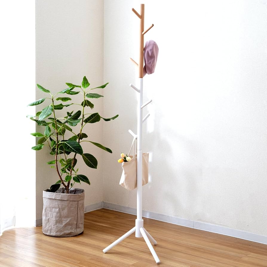 Amazon｜ドウシシャ ハンガーラック 天然木製ポールハンガー 白 日頃