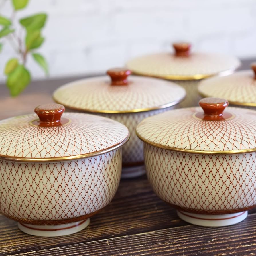 Amazon | 和座の蔵 おしゃれ 湯呑み茶碗 九谷焼 蓋付 湯呑み 5客