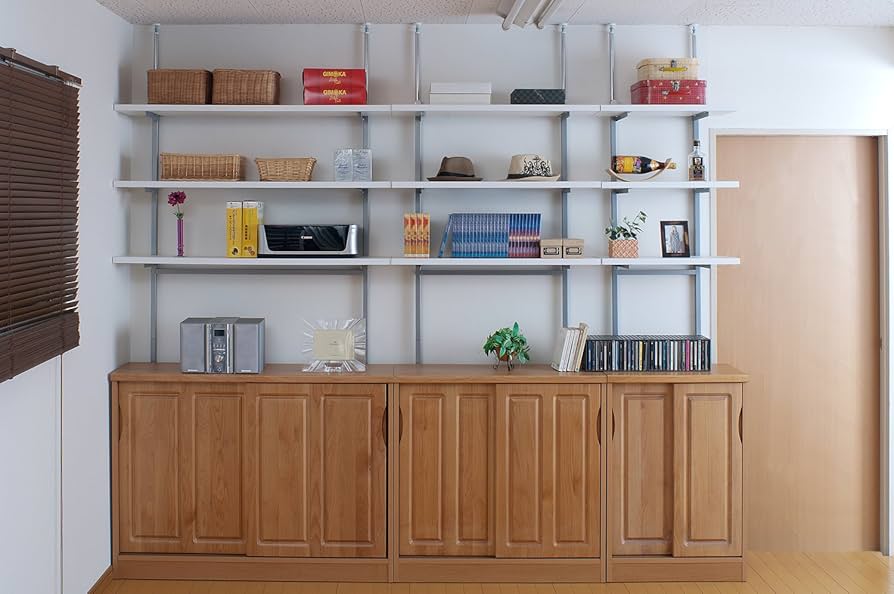 Amazon｜突っ張りウォールシェルフ3段 幅90cm 【ウォ-ルラック】【壁面