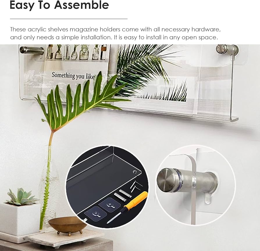 Amazon｜IXOAKQ 単層アクリルマガジンホルダー/情報ラック、壁掛け本棚