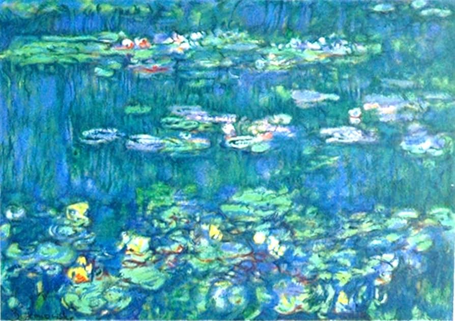 Amazon.co.jp: 絵画 版画 モネ 額付き 『睡蓮1』 リトグラフ 印象派