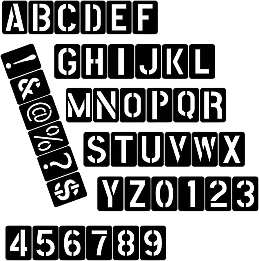Amazon.co.jp: ステンシル シート アルファベット文字 数字 1-9 A-Z 再