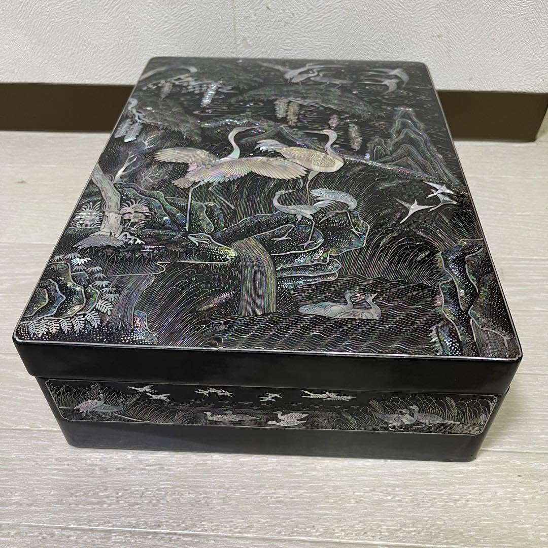 Amazon.co.jp: 韓国土産 韓国螺鈿細工 貴重箱 漆塗り 小物入れ 書類箱
