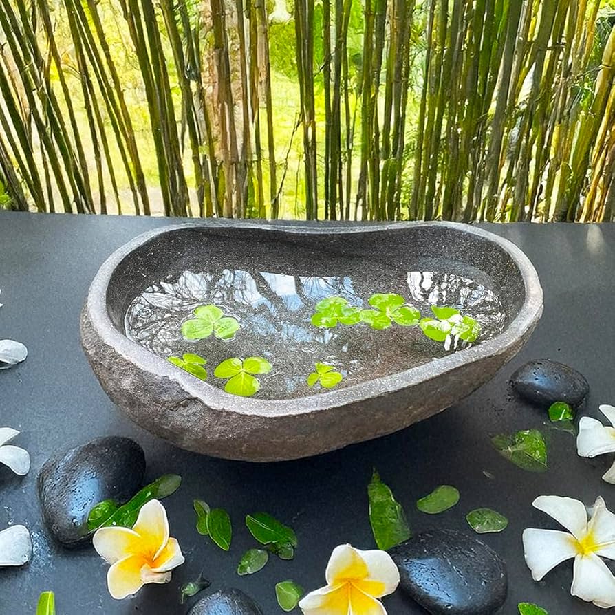 Amazon｜つくばい 手水鉢 石 睡蓮鉢 大型 おしゃれ 水鉢 メダカ鉢 庭