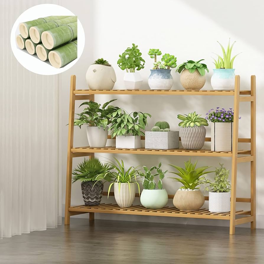 Amazon.co.jp: フラワースタンド プランター ラック 植木鉢棚 天然竹製