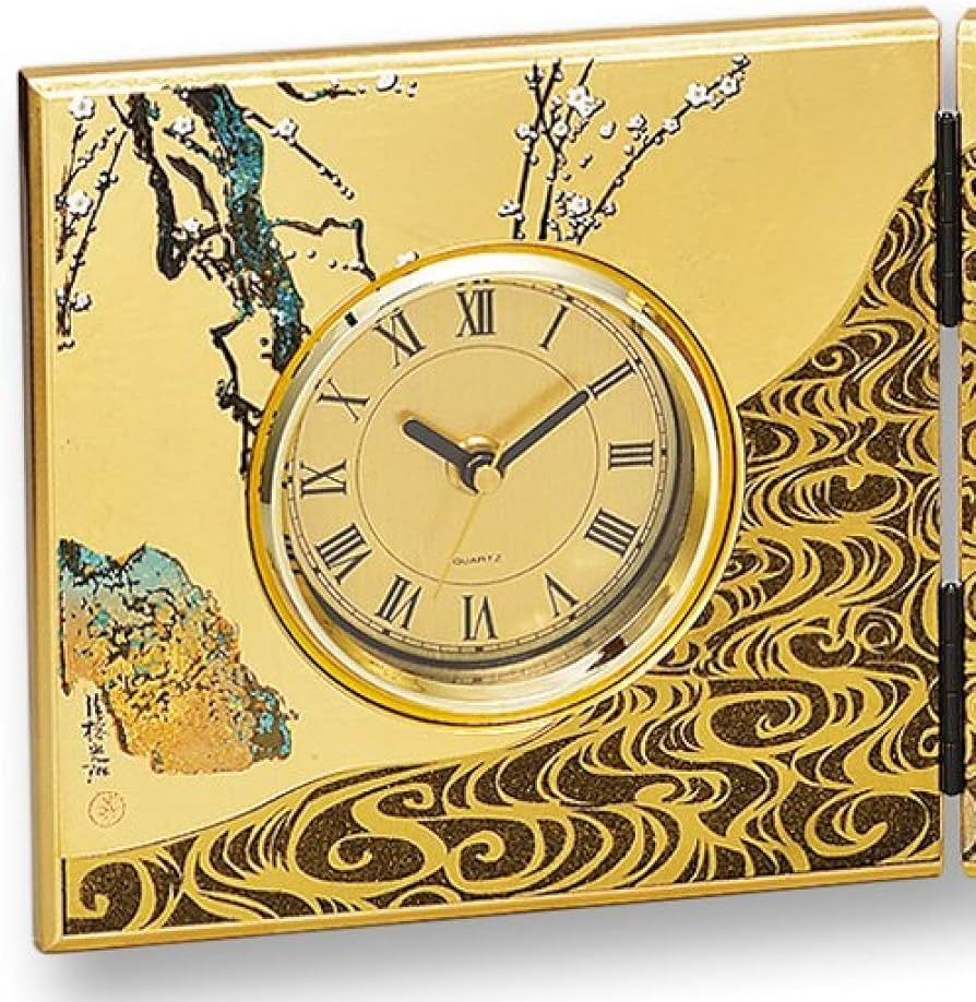 Amazon.co.jp: 山中漆器 蒔絵 光琳梅 屏風時計 : ホーム＆キッチン