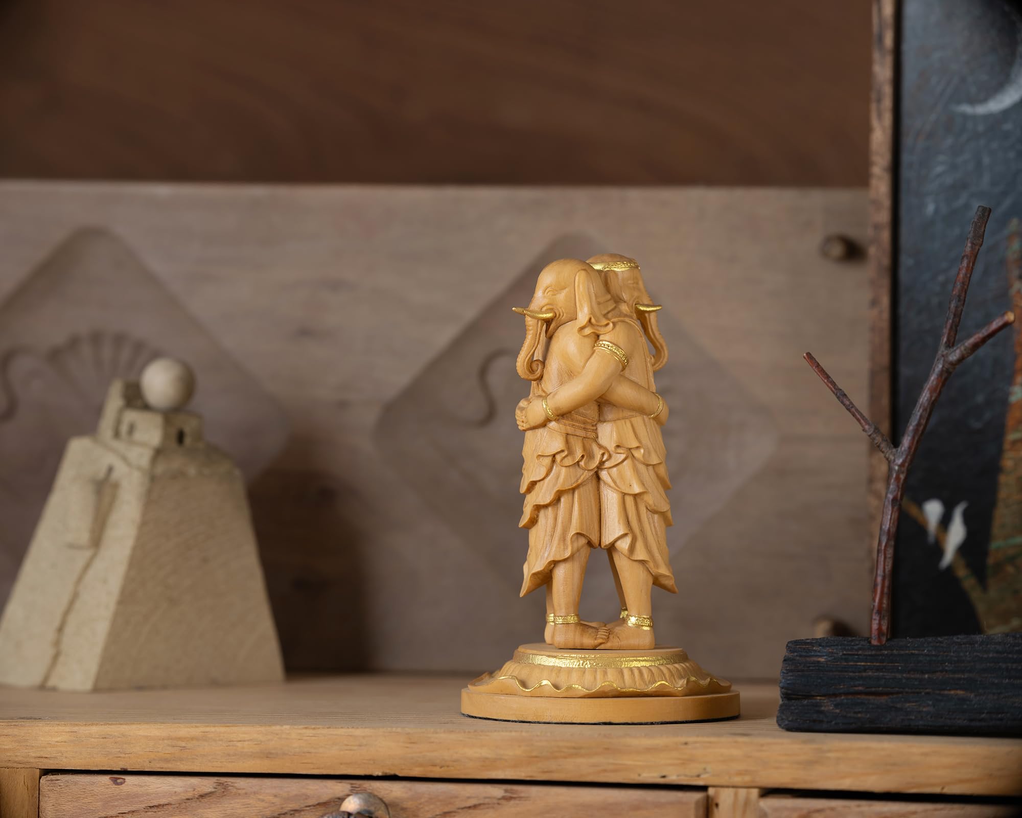 Amazon.co.jp: 極小仏 歓喜天 8.8cm（木製：ツゲ 金泥仕上）＿聖天