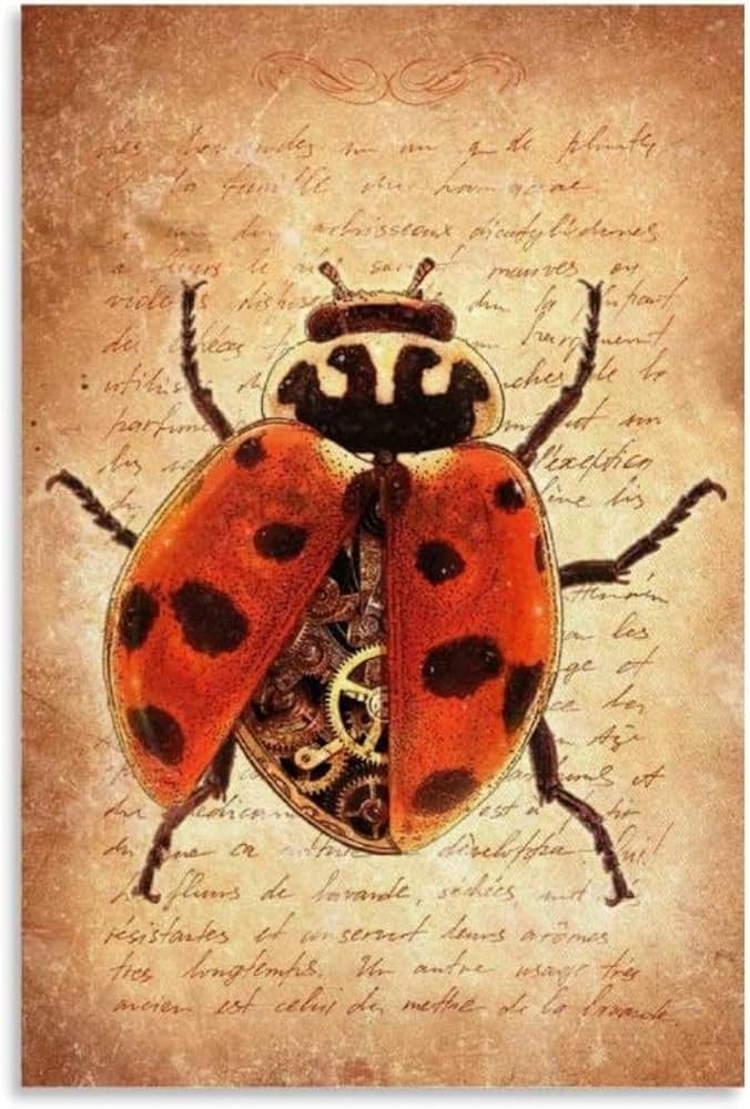 Amazon.co.jp: FURLOU てんとう虫モチーフのレトロポスター