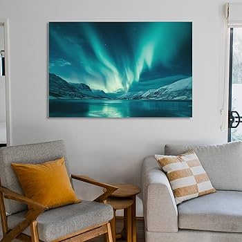 Amazon.co.jp: 絵画 氷河オーロラ アートパネル ポスター 魅惑的な色彩
