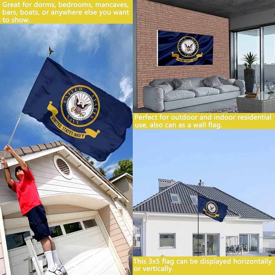 Amazon.com : US Navy Emblem Flag Double Sided 4x6 Outdoor- Heavy
