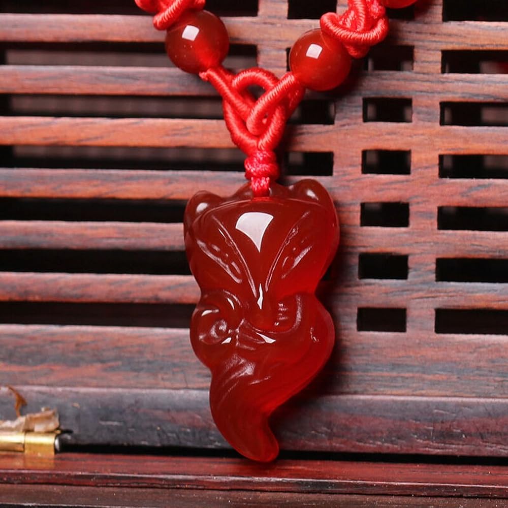 Amazon.com: c1lint7785631 Women's Red Agate Fox Queen Pendant