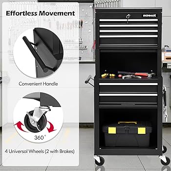 Amazon.com: IRONMAX Tool Cabinet on Wheels, 6-Drawer Lockable