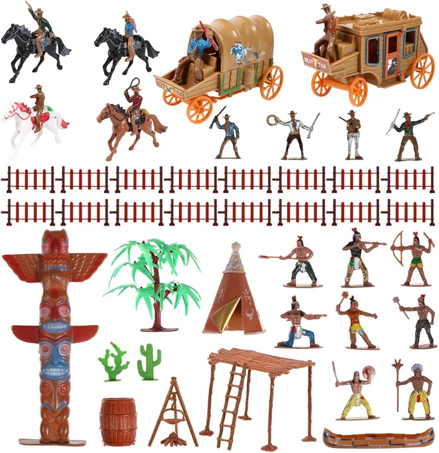 Amazon.com: NUOBESTY Cowboys and Indians Plastic Figures Playset