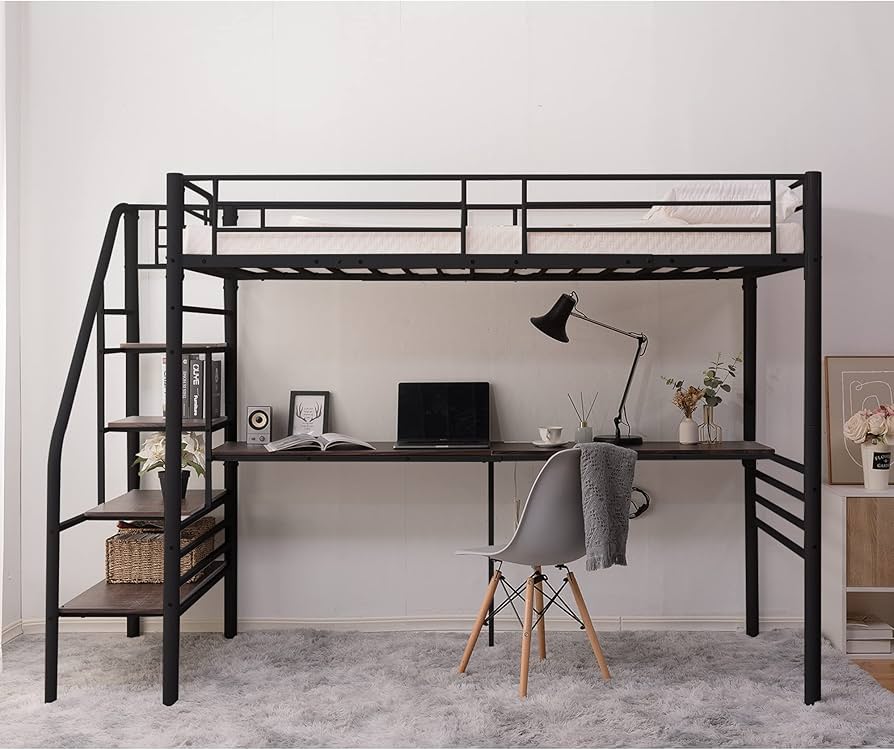 Amazon.co.jp: ロフトベッド 階段付き収納 子供用 シングルサイズ