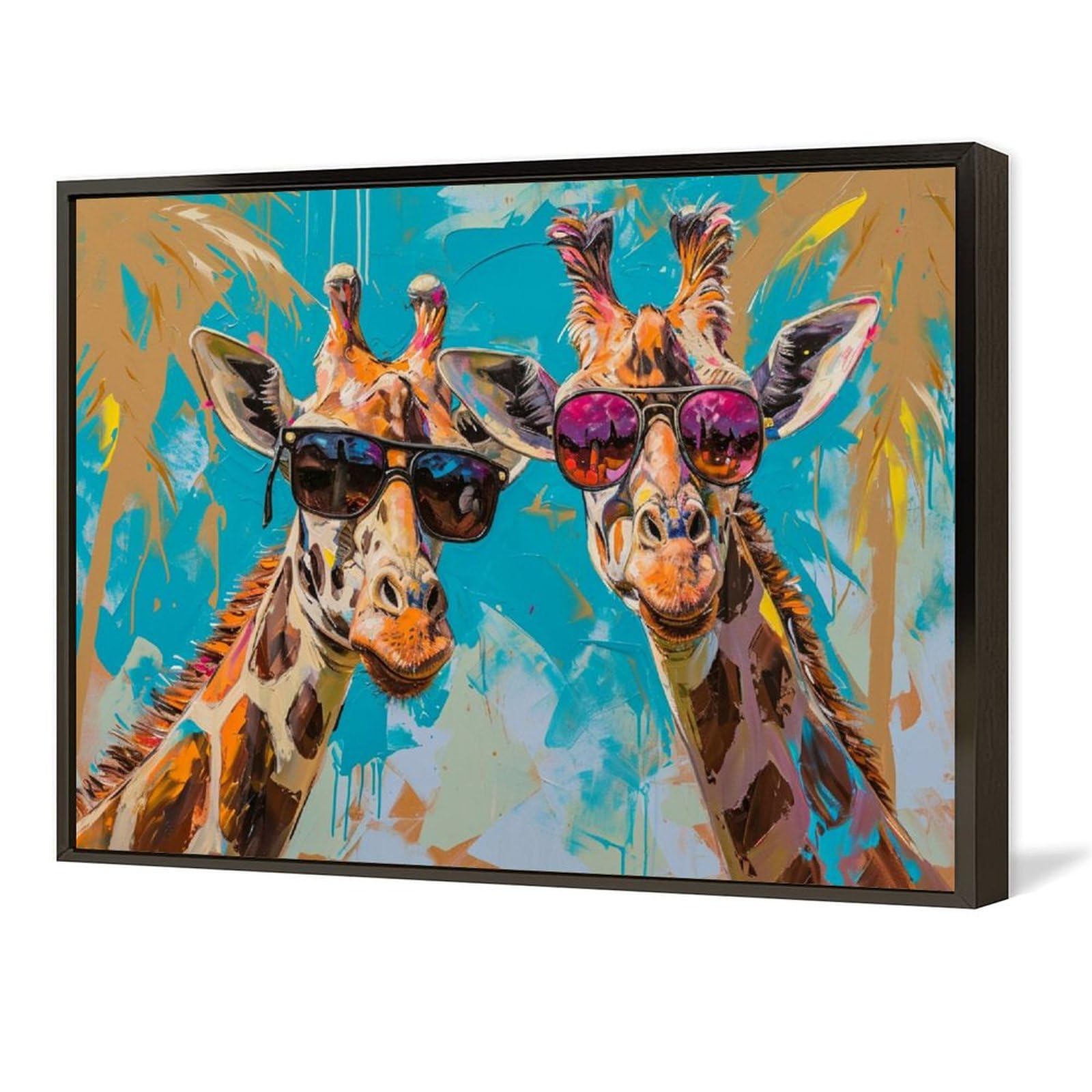 Amazon.co.jp: 絵画 サングラスをかけた2頭のキリンインテリア 絵画